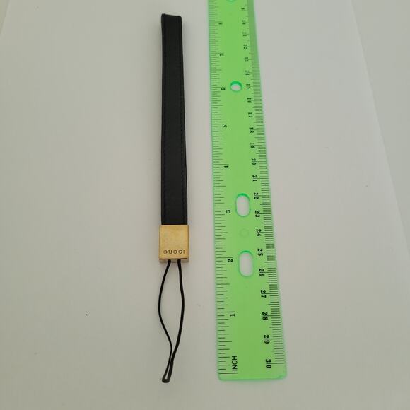 Authentic GUCCI Cell Phone Key Charm Strap Lanyard Leather Black Designer - Picture 8 of 8